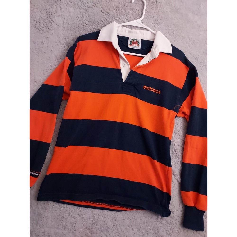 Barbarian Rugby Shirt Mens Extra Small Striped Orange Bucknell Heavyweight XS